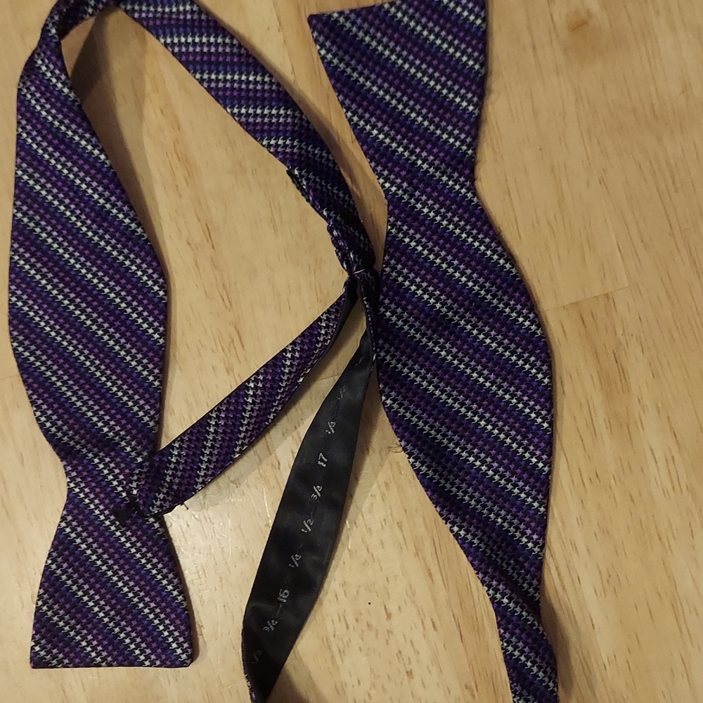 Stripe Houndstooth Silk Adjustable‎ Bow Tie